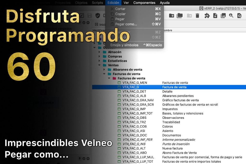 Disfruta programando 60. Imprescindibles Velneo. Pegar como...